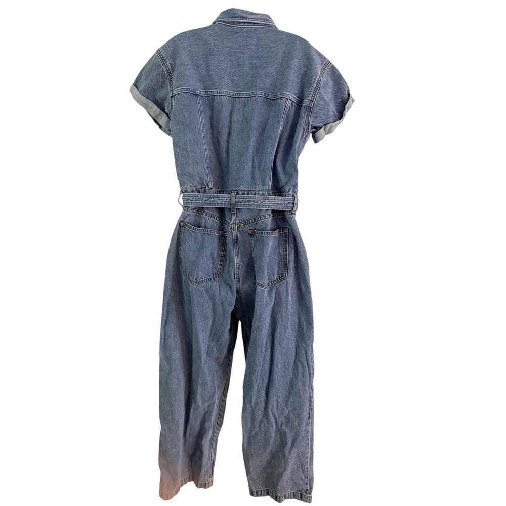 NWT Abercrombie & Fitch 90s Denim Jumpsuit L Relaxed Wide Leg Utility Coverall - Picture 8 of 10